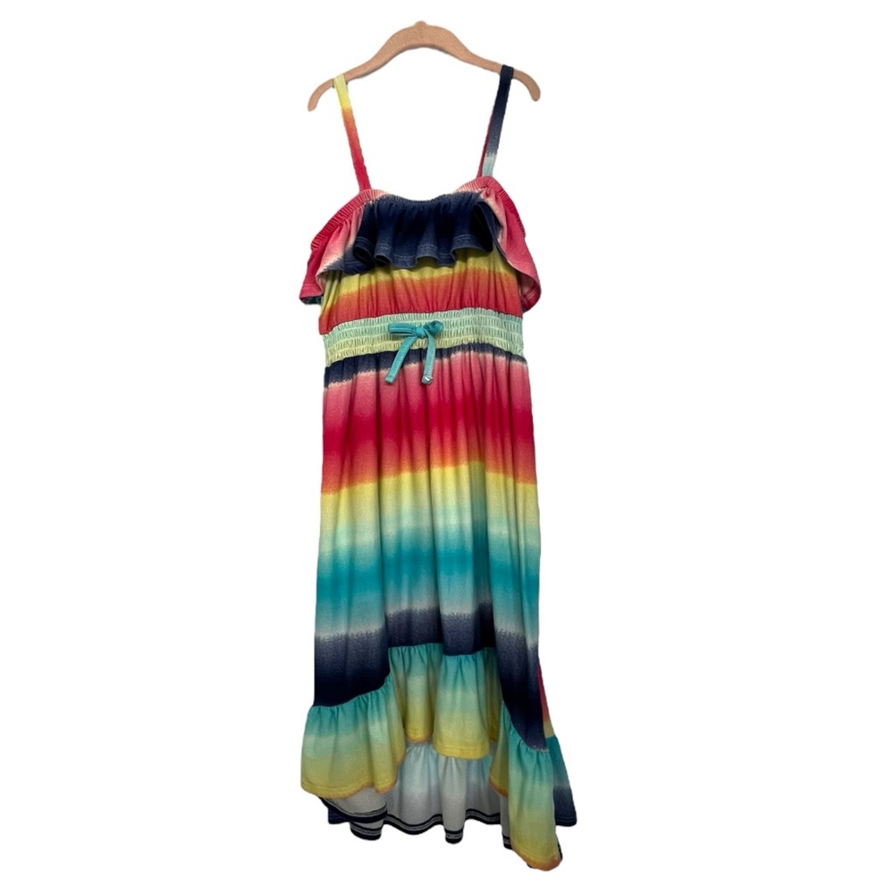 Girls Sweet Butterfly Multicolor Striped Hi-Low Maxi - Size L (6X)